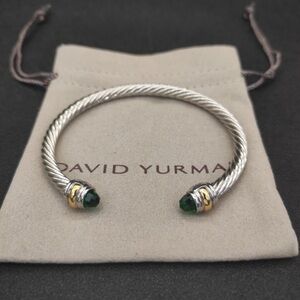 David Yurman Silver Cable Cuff with Black and Gold Accents